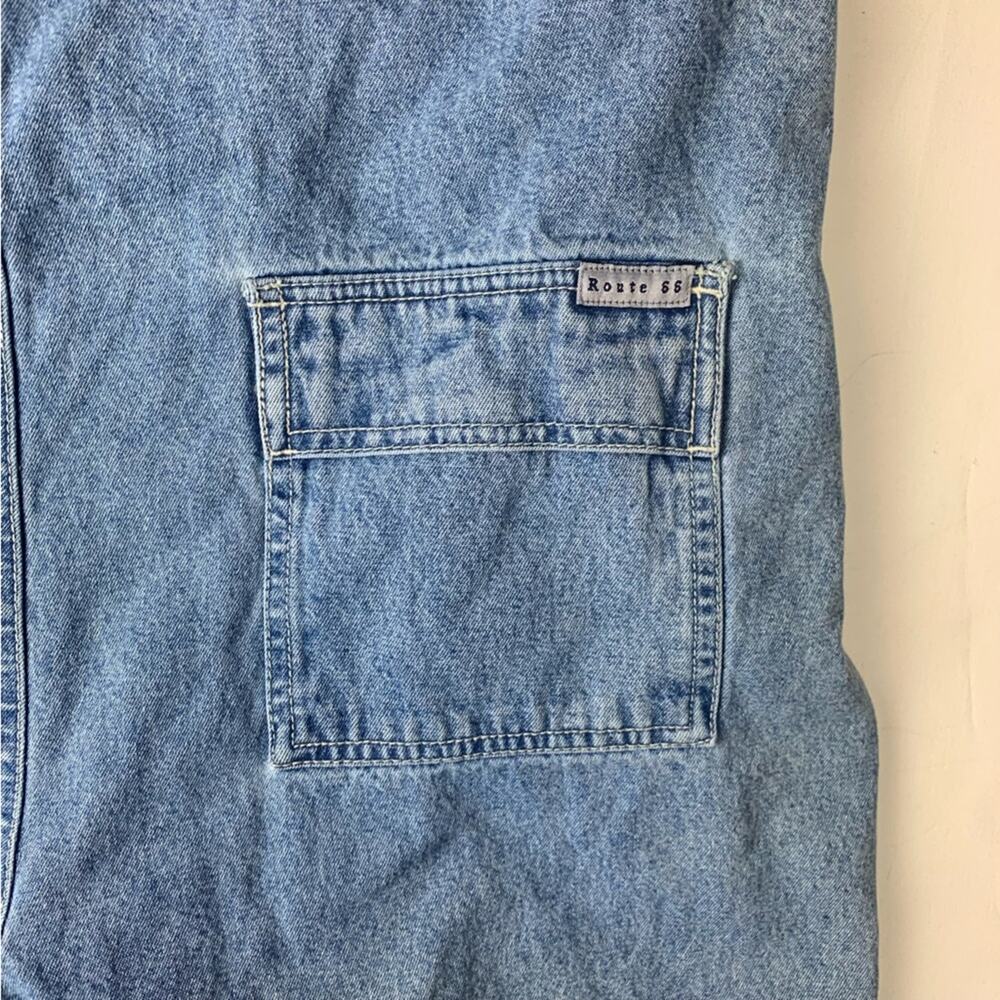Route 66 size large denim shortalls floral embroidery vintage y2k boho cottage - Picture 10 of 10